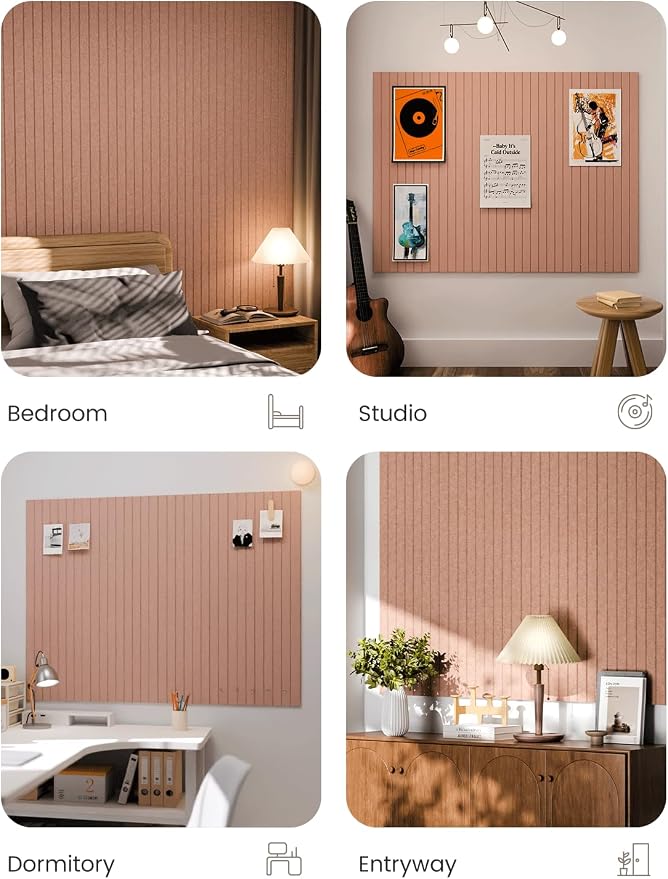 Fluxynara 48" x 36" Large Felt Bulletin Board, Terracotta | 12 Pack Cork Board Alternative with 60 Safe Adhesive Tabs, Pin Boards for Wall Decor, Home, Office, Classroom,Dorm