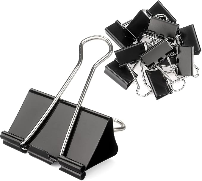 ZZTX 12 Pack Large Binder Clips 2.0 Inches Black | Paper Clamps Clips, Durable steel, Rust-resistant, Strong spring