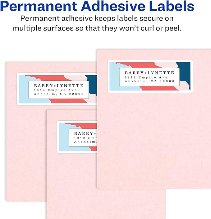 Avery Printable Return Address Labels with Sure Feed, 0.5" x 1.75", White, 8,000 Blank Mailing Labels (05167) (Pack of 5)