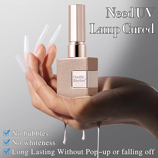 Double Rhythm 0.5Oz Nail Glue Gel for False Acrylic Nail Tips and Press on Nails Gel Glue Nail Lamp Needed
