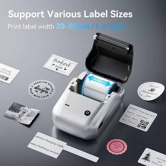 NIIMBOT B1 Label Maker,2 Inch Bluetooth Thermal Label Printer, Silver | Labeling for Home Office School Small Business, Crafts, Retail,Support Smartphones & PC, Come With 1 Roll 50*30mm Tape