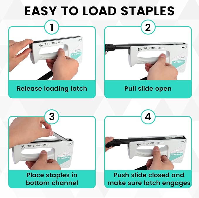 HAUSHOF Light Duty Staple Gun with 800-Count JT21 Staples & Stapler Remover | Upholstery Staple Gun Fits JT21 Staple of 1/4'', 5/16'' & 3/8'', Used for Wood, Classroom, Crafts, DIY (White)