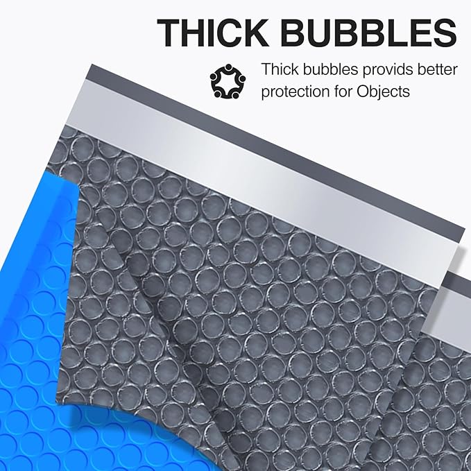 UCGOU Bubble Mailers 10.5x16 Inch 40 Pack Usable Size 10.5x15 Inch Large Padded Envelopes Blue Waterproof Packaging Bags for Shipping Self Seal Strong Adhesion Envelopes for Jewelry Makeup Supplies