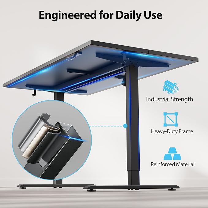Agilestic 48 * 28 Inch Height Adjustable Electric Standing Desk, Black | Sit Stand Up Computer Desk, Extra Wide desktop, Memory Presets, Stable Steel Frame,154 lbs, Easy Assembly, Splice Board