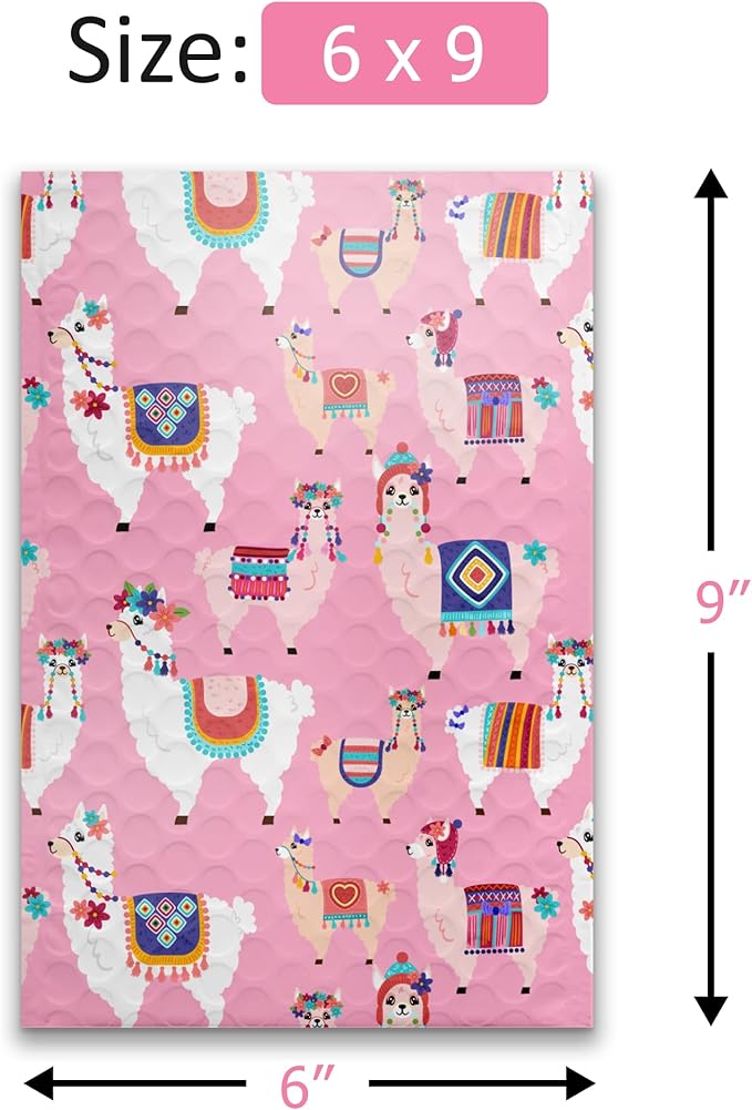#0 6x9 (20pcs) Llamas Designer Self Seal Poly Bubble Mailers Shipping Envelopes Padded Bags
