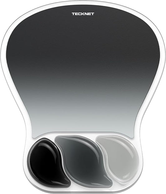 TECKNET Gel Mouse Pad with Wrist Support, Ergonomic Mouse Pad with Gel Wrist Support for Relieve Wrist Pain Comfortably - Non-Slip Base & Waterproof Surface for Office, Gaming, Study Comfort - Gray