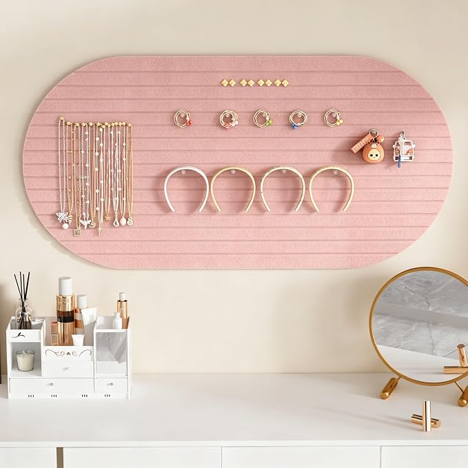 Felt Bulletin Board 47" x 24", Cork Board Alternative with 30 Push Pins | 4 Customizable Modular Decorative Felt Pin Board, Vision Board for Office Home Bedroom Wall Decor, Photo Picture Display