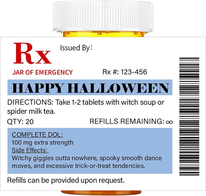 Kigeli 60 Pcs Happy Halloween Nurse Party Favors Medication Bottle Labels | Halloween Pill Bottle Stickers, Medication Pill Bottle Labels, Medicine Labels Sticker, Nursing Pharmacist Party Supply Gifts