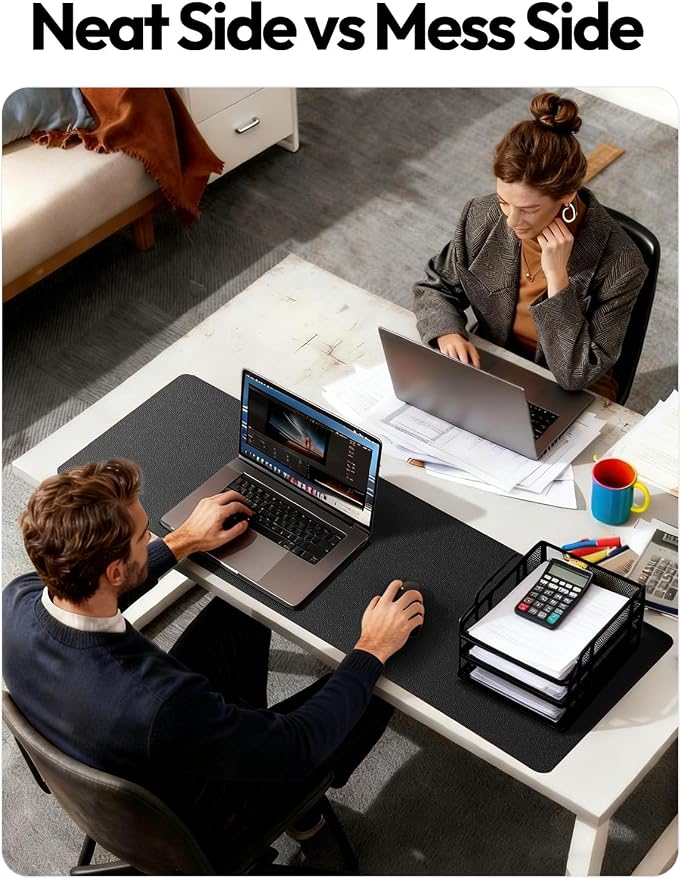 YSAGi Leather Desk Protector, Office Mat, Large Mouse Mat, Non-Slip PU Leather Blotter, Laptop Desk Mat, Waterproof Writing Pad for Office and Home (Black, 31.5" x 15.8")