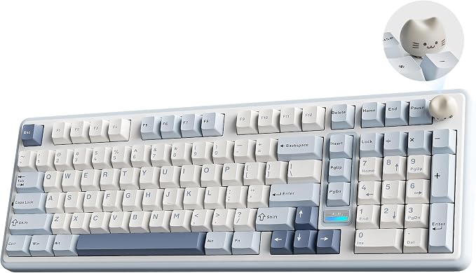 YUNZII B98 PRO 96% Wireless Mechanical Keyboard(Blue, Candy Switch) | QMK/VIA, with Numpad, Dual-Style Knob Design, Creamy Pre-Lubed Switches, Hot Swap, Gasket Mount, RGB for Gaming/Win/Mac