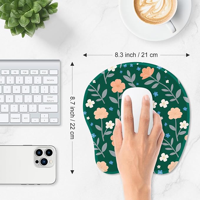 ITNRSIIET Mouse Pad Non-Slip Rubber Base Smooth Surface Stitched Edges Waterproof Durable Compatible with All Mice for Office & Gaming, Desk Accessory, 8.7x8.3x0.12 inch, VintageBloom