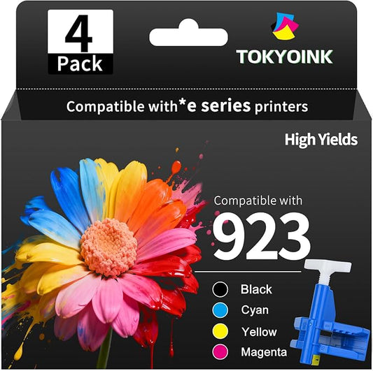 TOKYOINK 923 Ink Cartridges Combo Pack Replacement for HP 923 Ink Cartridge | Work for OfficeJet 8120 8122e 8123 OfficeJet Pro 8130 8135e 8138e 8139e Printer Without Chip (4 Pack)