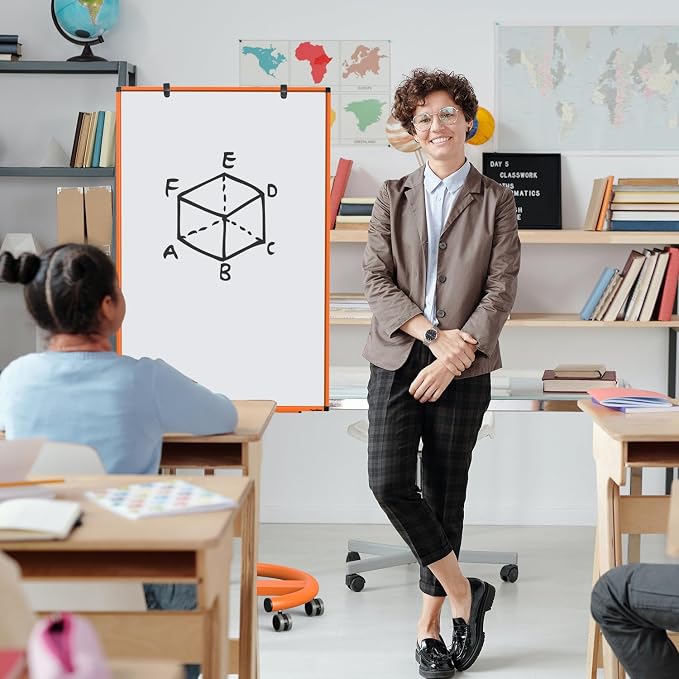 Mobile Whiteboard, 40x26 Inches White Board Dry Erase Board on Wheels | Height Adjustable, Magnetic Surface, Dry Erase, With Stand, Ideal for Classroom, Office, School, Home, Homeschooling, Teacher