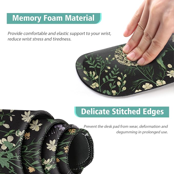 Desk Mat, Mouse Pad with Wrist Rest,4-in-1 Large Mouse Pads for Desk,Computer Ergonomic Mousepad with Wrist Support for Keyboard and Mouse(Grass)