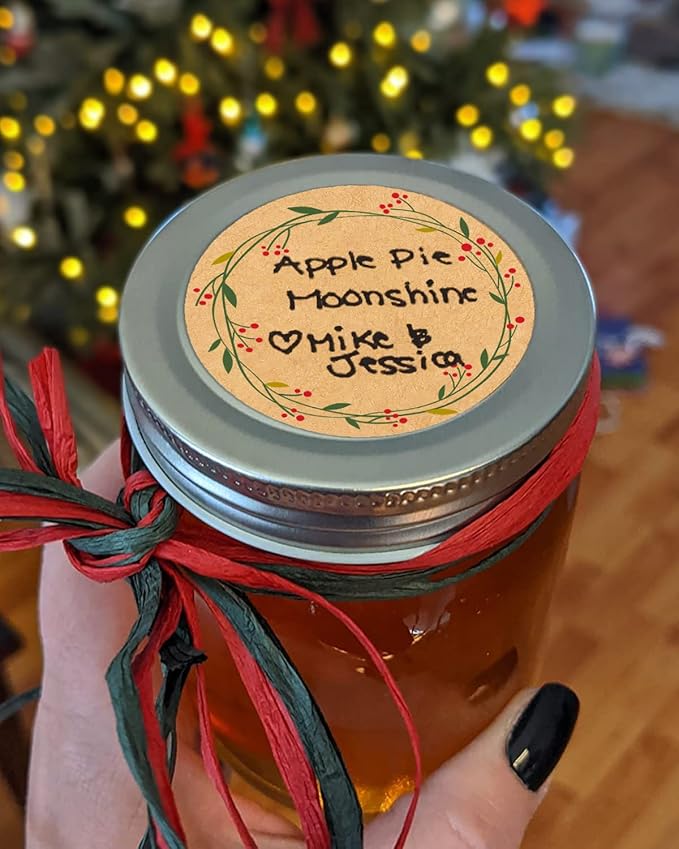 500pcs 2" Canning Labels for Jars and Lids, Round Kraft Mason Jar Stickers, 2 Different Wreath Designs, Food Sticker Labels Pantry Labels, Mason Jar Labels Spice Labels Bottle Labels