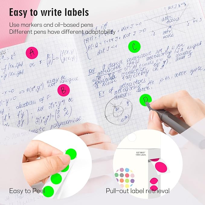 PARLAIM 1/2" Circle Dot Stickers 2 Rolls Pack 2000 Color Coded Labels for Home Commerce Business, Fluorescent Green + Fluorescent Pink