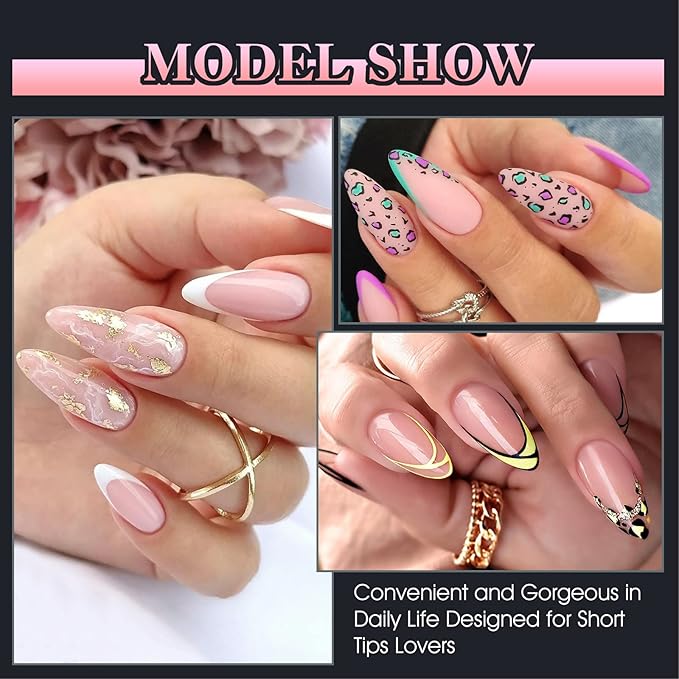 Gelike EC 240PCS Soft Gel Nail Tips Kit - Clear Cover Full Nail Extensions - Medium Almond Pre-Shaped Acrylic False Gelly Nail Tips 10 Sizes for DIY Salon Gift Nail Extensions