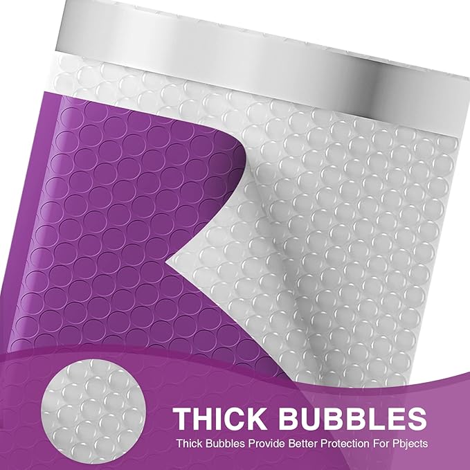 Metronic 6x10" Bubble Mailers 100 Pack Usable Size 6x9" Self-Seal Bubble Mailer Opaque Padded Envelopes Cushioning for Shipping,Small Items,Jewelry Makeup Supplies Violet