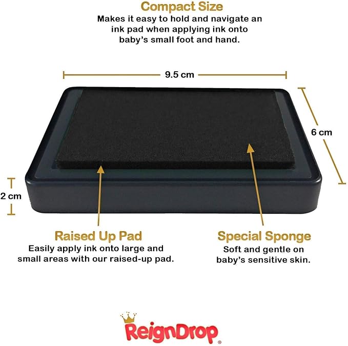 ReignDrop Ink Pad For Baby Footprint & Handprint - Creates Impressive Long Lasting Keepsake Stamp for Infant & Kids. Smudge Proof, Easy to Wipe Off Skin, Safe & Gentle Acid Free(Dark Blue)
