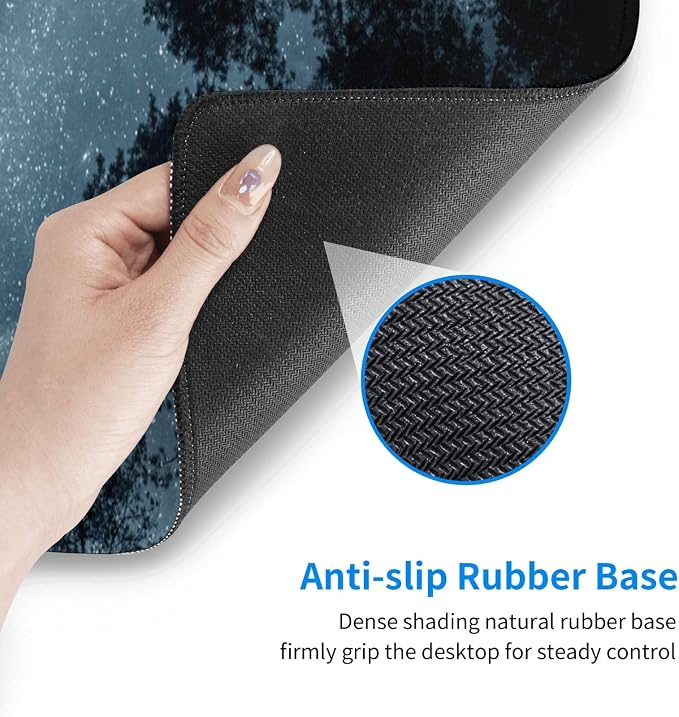 Night Sky Forest Mouse Pad XL Large Mousepad Non Slip Rubber Base Desk Mat for Laptop Computer Gaming 31.5" X 12"