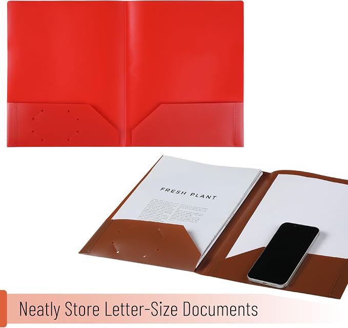 Mr. Pen- Plastic Folders with Pockets, 5 pcs | Aesthetic File Folder with Business Card Slot, 2-Pocket Folder, Back to School, Office, Filing Supplies
