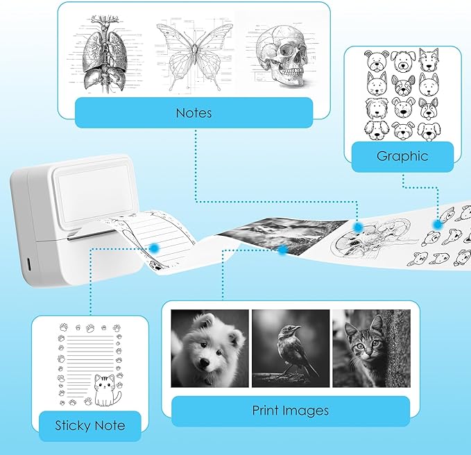 Bluetooth Sticker Printer with 1 Roll of Sticker Paper, Y2C Mini Sticker Maker Machine, Pocket Thermal Label Maker Machine with Tape for DIY, Notes, Label Ideal Gift for Kids&Student, White