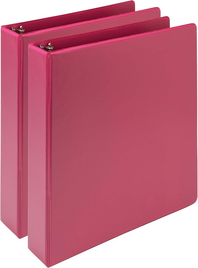 Samsill Earth’s Choice™, Durable Fashion Color 3 Ring View Binder, 1.5 Inch Round Ring, Up to 25% Plant Based Plastic, Eco-Friendly, USDA Certified Biobased, Pink Berry, Value 2 Pack