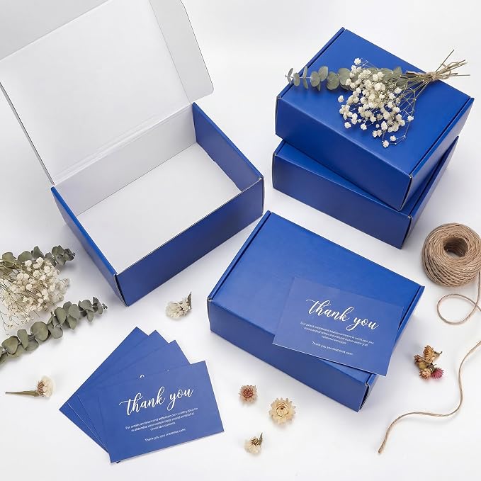 12x9x4 in Cardboard Shipping Boxes Set of 6, Gift Box Royal Blue | Bright Color, Glossy Cardboard, Easy Fold, Shape Well, Self locking, Gift Wrap, Theme Packaging, Small Business Branding