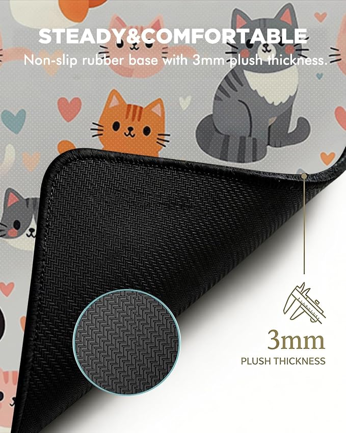 Mouse Pad, Desk Mat, 31.5x11.8in Large Mousepad, Cat Family | Desk Pad with Stitched Edge & Rubber Non-Slip Bottom, Gaming Mouse Pad, Extended Mousepad for Home, Office