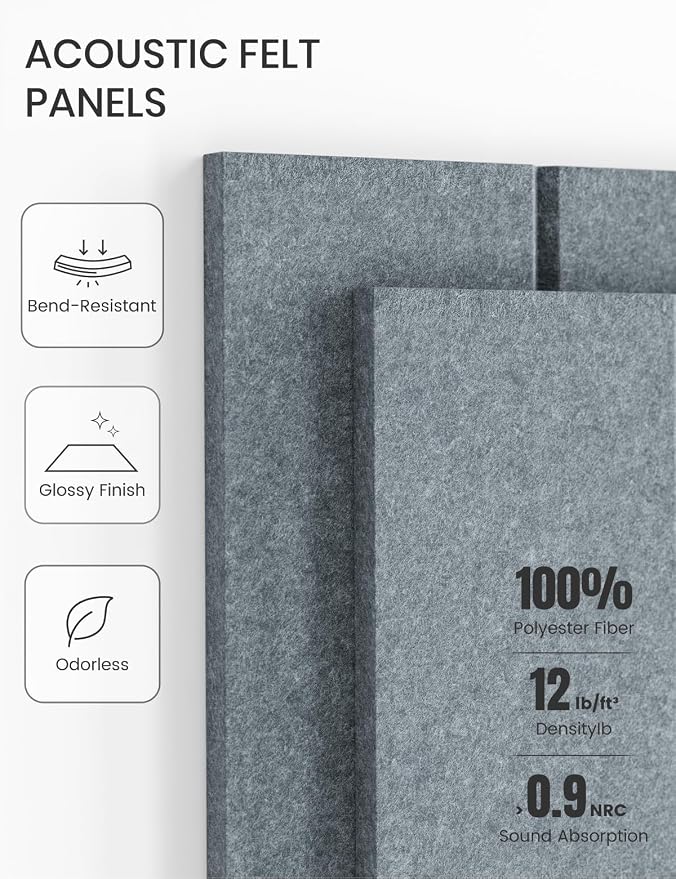 Fluxynara 36" x 24" Large Felt Bulletin Board, Blue Gray | 6 Pack Cork Board Alternative with 30 Safe Adhesive Tabs, Pin Boards for Wall Decor, Home, Office, Classroom,Dorm