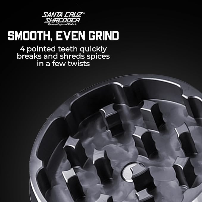 Santa Cruz Shredder Metal Herb Grinder Knurled Top for Stronger Grip 3 Piece Small 1.7" (Grey)