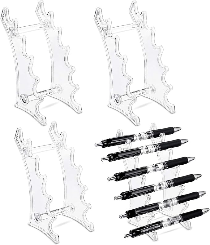 Outus Set of 4 Plastic Pen Holder 6-slots Display Stand Eyebrow Pen Stand Makeup Brush Rack Organizer for Home School and Office Use