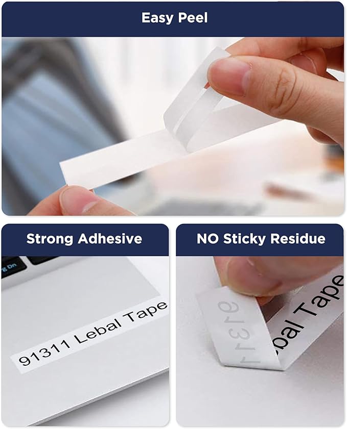 6-Pack 91331 Plastic White Label Tape Replacement for Dymo Letratag Refills 12mm x 4m 1/2 Inch x 13 Feet Work with DYMO LetraTag LT-100H LT-100T QX50 Label Makers