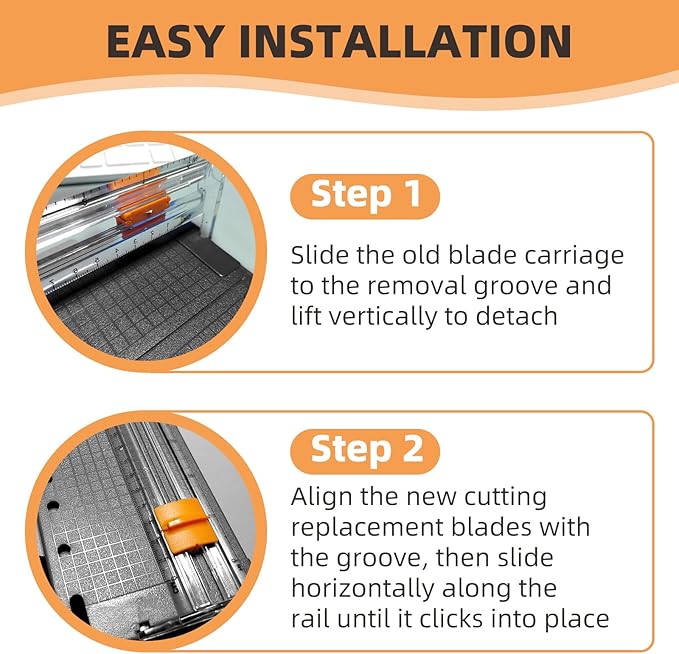 4-Pack Paper Trimmer Blades 195960-1001 Replacement for Fiskars Personal Trimmer - Style G Paper Cutter Blades for 9" and 12" Paper Cutter, Ideal for Scrapbooking, Sewing & Craft Projects
