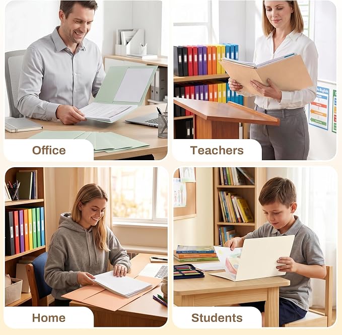 SUNEE Folders with Pockets (25 Pack, Warm Beige), 2 Pocket Folders Fit Letter Size, Paper File Folder for School Office Home Business, Textured Paper