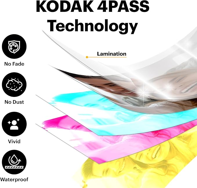KODAK Dock Plus 4x6'' Photo Printer, 50 Sheets, Docking & Bluetooth Smartphone Printer for iPhone & Android, Instant Color Prints, 4PASS Dye Sublimation
