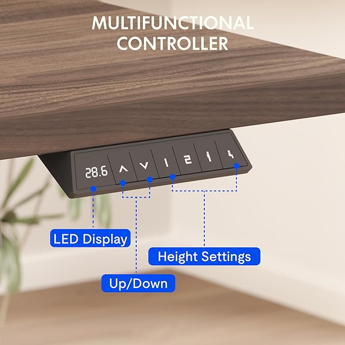 FLEXISPOT 48"x24" One-Piece Electric Standing Desk, 1" Thick Seamless Desktop for Home Office, Study & Multi-Monitor Setup, Black Walnut