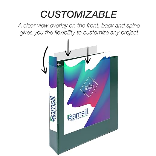 Samsill Durable 1.5 inch 3 Ring Binder, D Ring Binder, 100% Recycled Chipboard, Green, 4 Pack