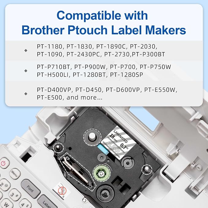 Labelife 18mm Label Tape White on Clear 3/4" Replace for Brother P Touch | TZe-145 TZe TZ Tape 18mm 0.7 Laminated Clear TZe145 TZ145 Compatible with Ptouch PTD600 PTD400AD PT1880 Label Maker, 4-Pack