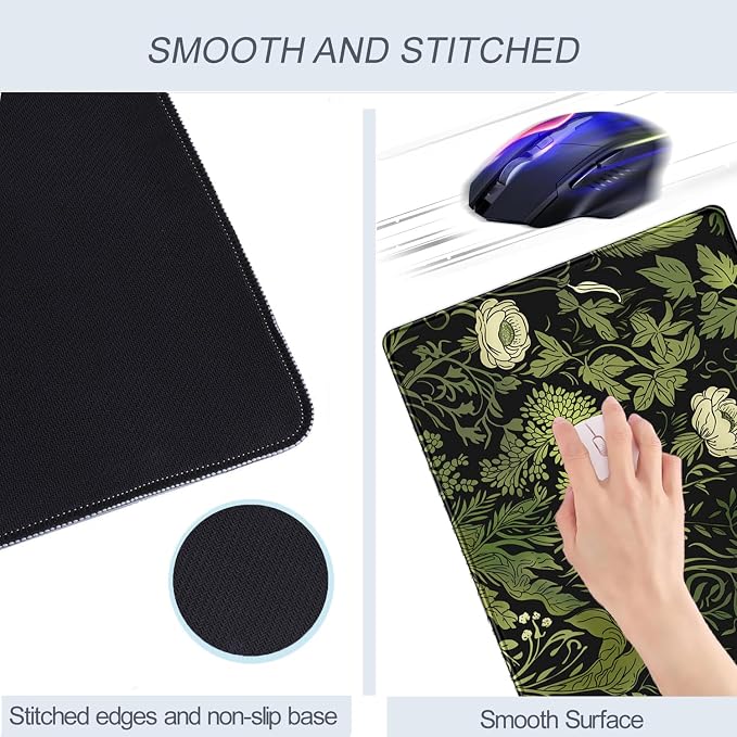 Floral Desk Mat Green Leaves Plant Desk Pad Matt for Desktop Large Gaming Mousepad XXL Full Desk Mouse Pad Computer Keyboard Mat Deskmat Aesthetic Office Desk Decor 31.5 X 15.7 Inch