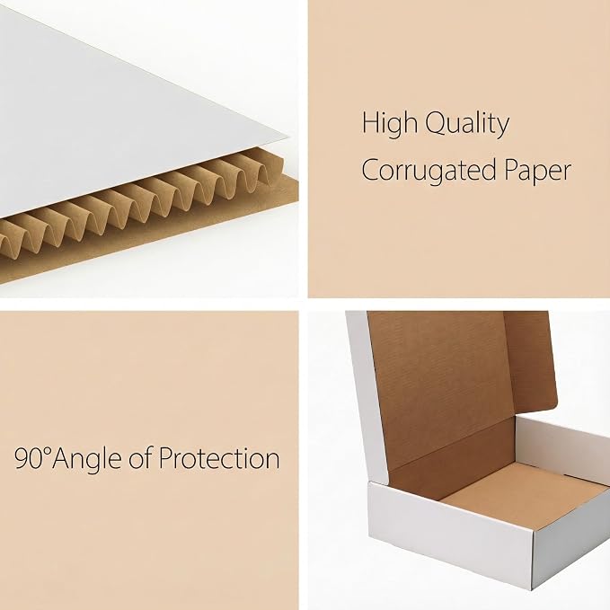 RLAVBL 6x6x2 Shipping Boxes Set of 50, White Small Corrugated Cardboard Box, Mailer Box