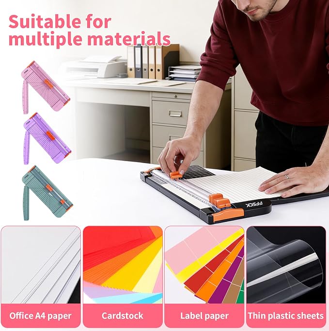 A4 Paper Cutter Slider 12 Inch Paper Trimmer Photo Cutter, Pink | Small Paper Cutter for Classroom Scrapbooking Cutter, Cutter Sliding