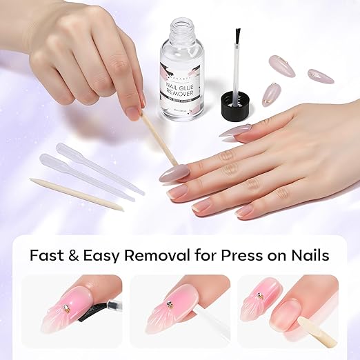 Makartt Nail Glue Remover for Press on Nails - 30ML Hema-Free, Glueoff Easy Removal Versatile Debonder for Glue on Tips, Regular Polish, Quick Glues and Semi-Cured Sticker DIY Manicure Supply