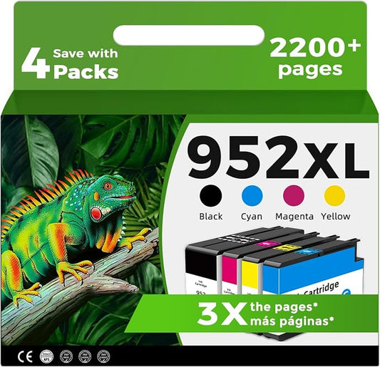 952XL Ink Cartridge Combo Pack for HP 952 XL HP952XL to 8710 8720 7740 | Replacement for HP952 Black Color with OfficeJet Pro 8725 8210 8715 8702 8740 7720 8730 8216 8700 Printer (Chip Version-C76)