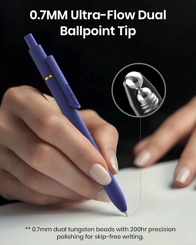 Hiacry 8 Pcs Gel Pens, Quick-Dry Long Lasting Black Ink-0.7mm Fine Point | Smooth Writing Fidget Pens, Stress Relief, No Smear, No Bleed, Journaling, Note Taking,Work, School,Office, Students & Adults