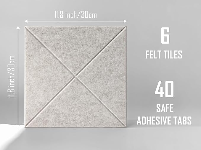 Cork Board 24 x36 Alternative - 6 Pack Felt Wall Tiles with Safe Removable Adhesive Tabs, Cork Boards for Walls for Home Office Pin Board Tack Board Bulletin Board - Ivory