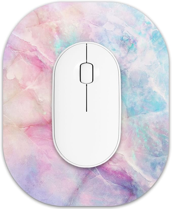 Small Mouse Pad 6 x 7 Inch, Oval Mini Mouse Pad with Non-Slip Rubber Base, Waterproof Compact Mouse Mat for Laptop Computer Wireless Mouse Keyboard Tray Home Office Travel, Purple Marble