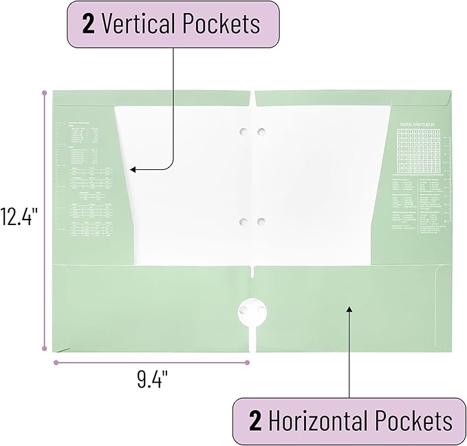 Mr. Pen- Pocket Folders, 4 Pocket, 4 Pack, Pastel Colors, Folders with Pockets 3 Hole Punched, Folder, Binder Folder