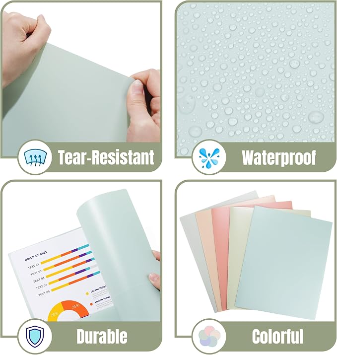 GNL Plastic Folders with Pockets, Pack of 5, Muted Pastel Colors, Heavy Duty 2 Pocket File Folders Letter Size, Pocket Folders for School, Home, and Office