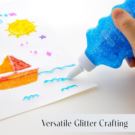 BAZIC Products Cosmic Glitter Glue, 6.76 Fl Oz, 6-Set | Washable, 6.76 Fl Oz bottle of cosmic glitter glue, Glue and glitter in one, Non-toxic, Acid-free, No-run, Bulk pack